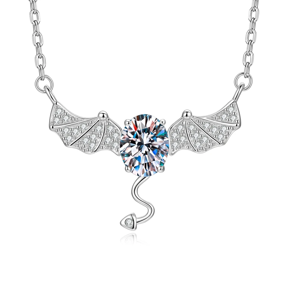 S925 Sterling Silver Necklace D Color 1.5CT Moissanite Little Devil Pendant for Woman Birthday Party Jewelry Gift