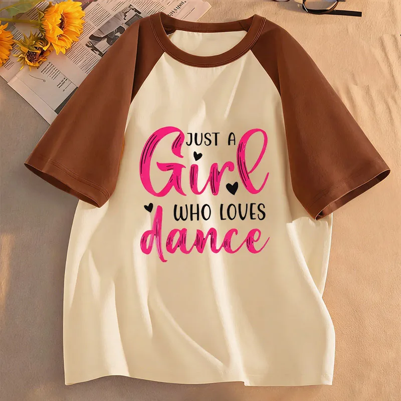 Summer Spring Short Sleeve Just A Girl Who Love Dance Letter Printed T Shirts Kids Children's T-shirt Girls Casual Top Tee Shirt