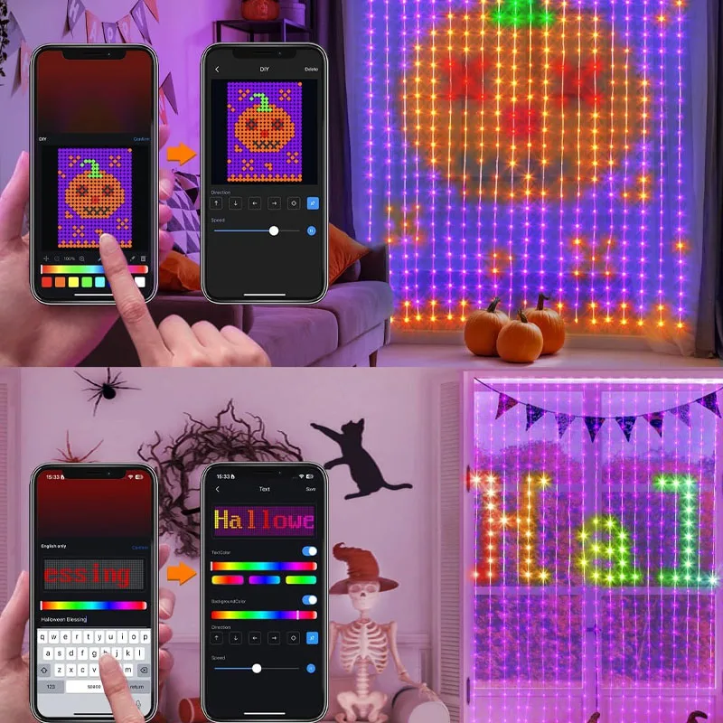400LED 6.6x6.6ft أضواء الستار الذكية RGBIC نافذة الجنية ضوء APP التحكم عن بعد وضع الموسيقى للمنزل هالوين زينة عيد الميلاد #4