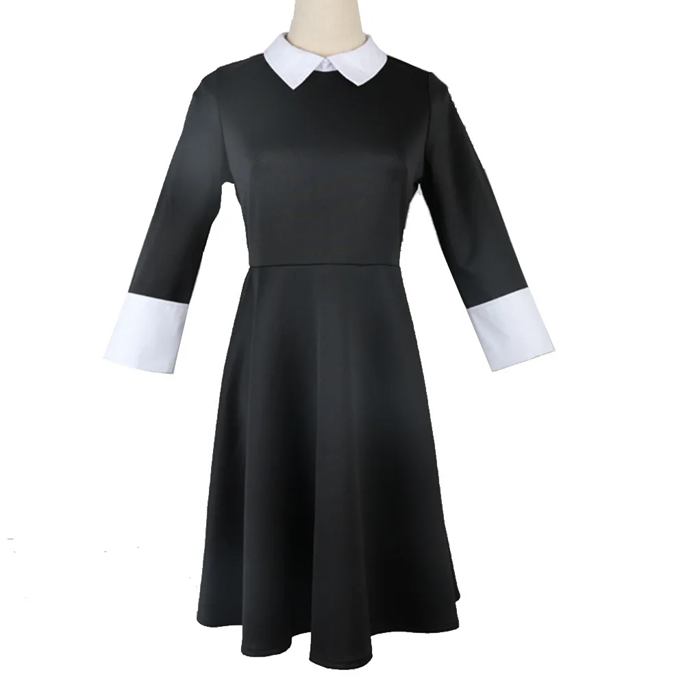 Movie Wednesday Addams Cosplay Costume Fancy Dress Vintage Black Gothic Outfits Halloween Party Costume Women Girls Adult Child