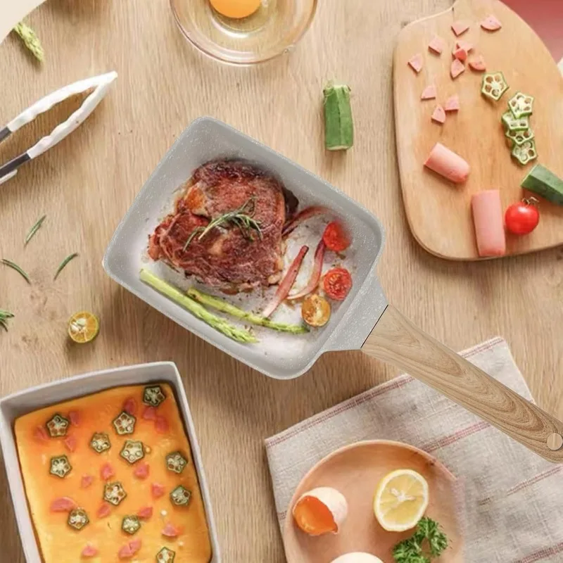 Tamagoyaki Pan Rectangular - Rolled Omelet Nonstick Multifunctional PFOA-Free Nonstick Square Frying Pan Induction Compatible