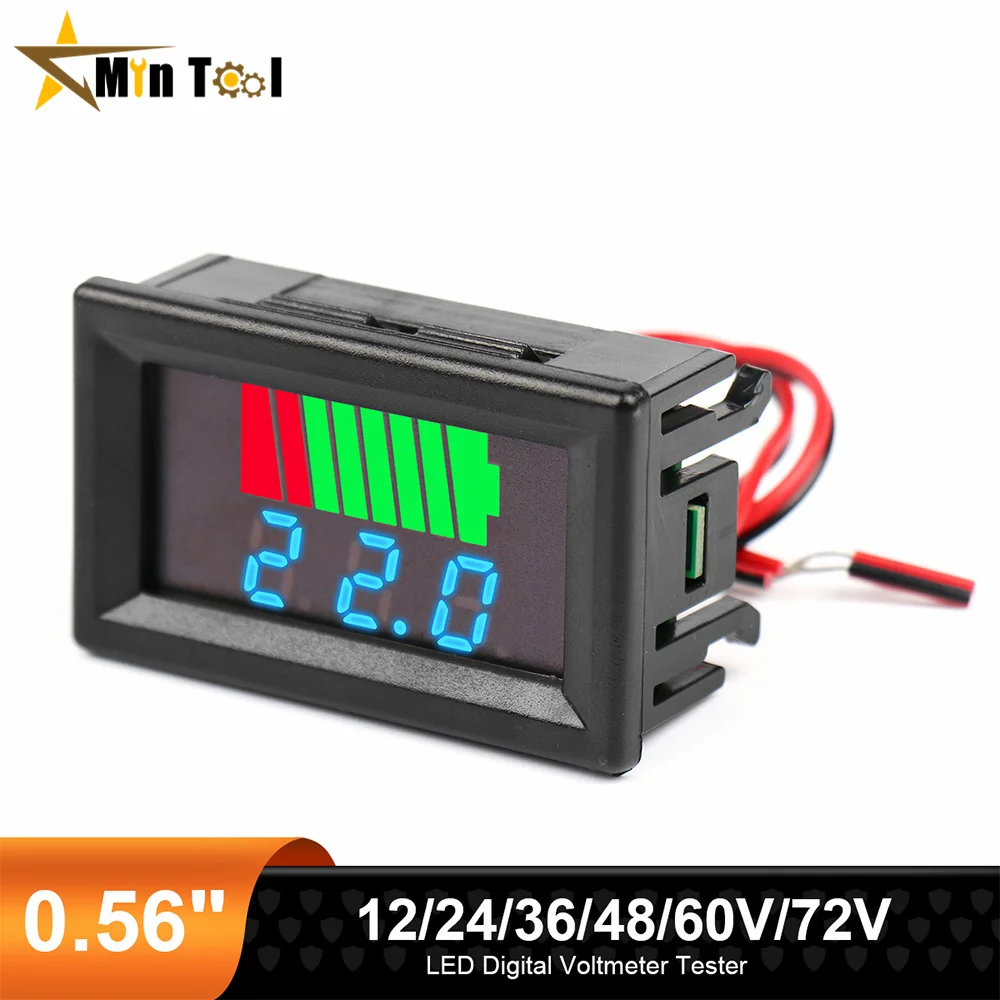 Car Battery Voltmeter Charge Level Indicator 12V 24V 36V 48V 60V Lithium Battery Capacity Meter Test Display LED Tester