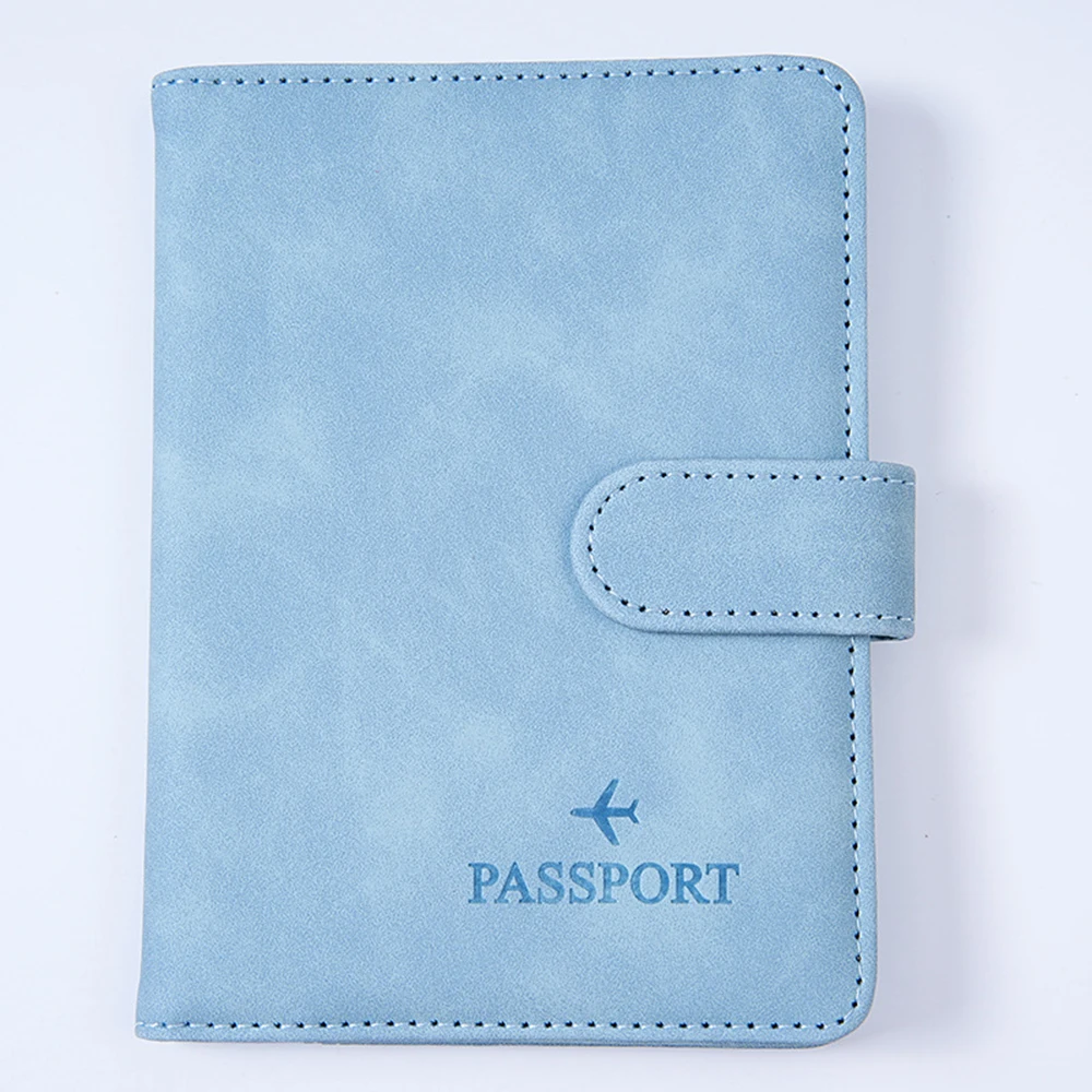 حافظة بسيطة لحامل جواز السفر ومحفظة تحديد الهوية بموجات الراديو وحجب الأعمال من جلد البولي يوريثان وإكسسوارات السفر للنساء والرجال