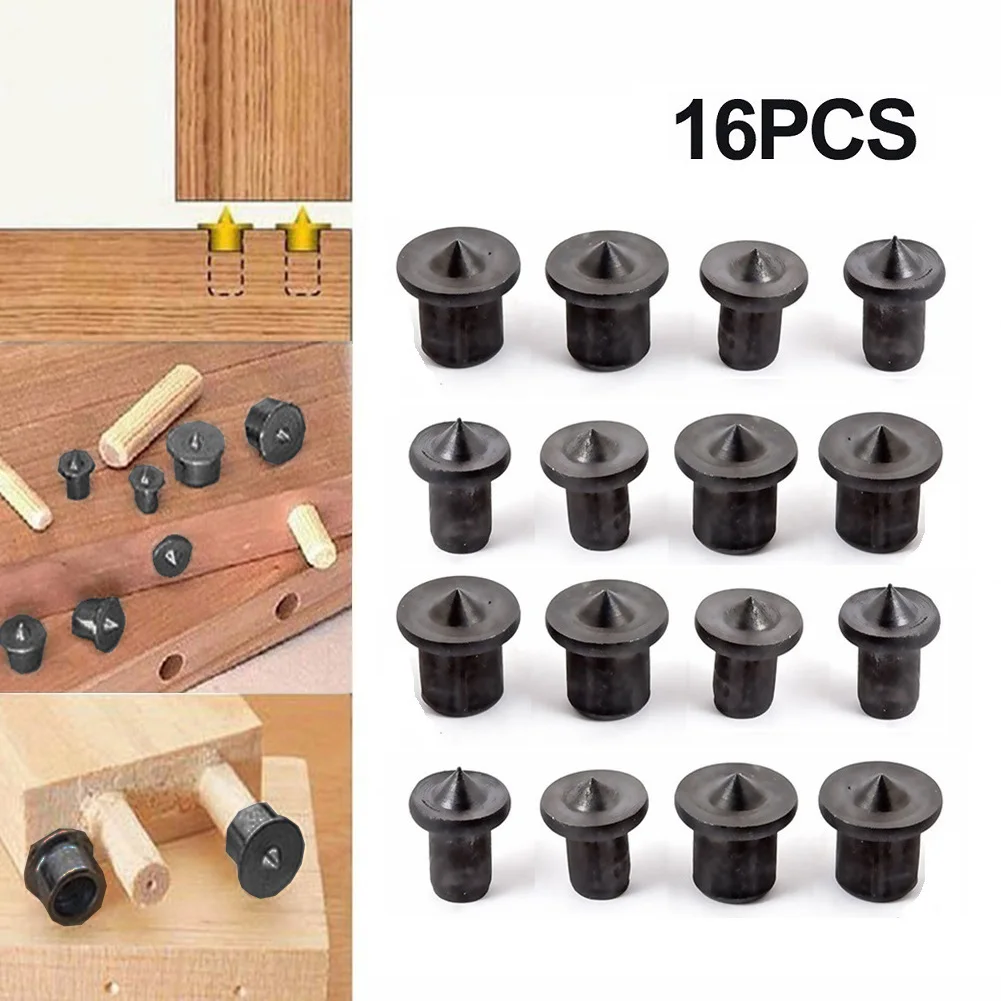 16pcs ไม้ Dowel Center Punch Point ชุด 6/8/10/12 มม.เจาะไม้ Tenon Center เฟอร์นิเจอร์ DIY Locator อุปกรณ์เสริม