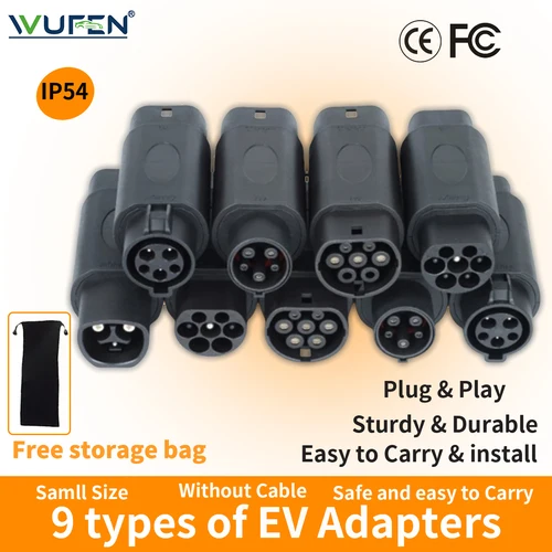 WUFEN-conector Type2 a GBT para carga de vehículo eléctrico, adaptador EV Type2 a Type1 a GBT EVSE, cargador Type1 a Type2 para EV