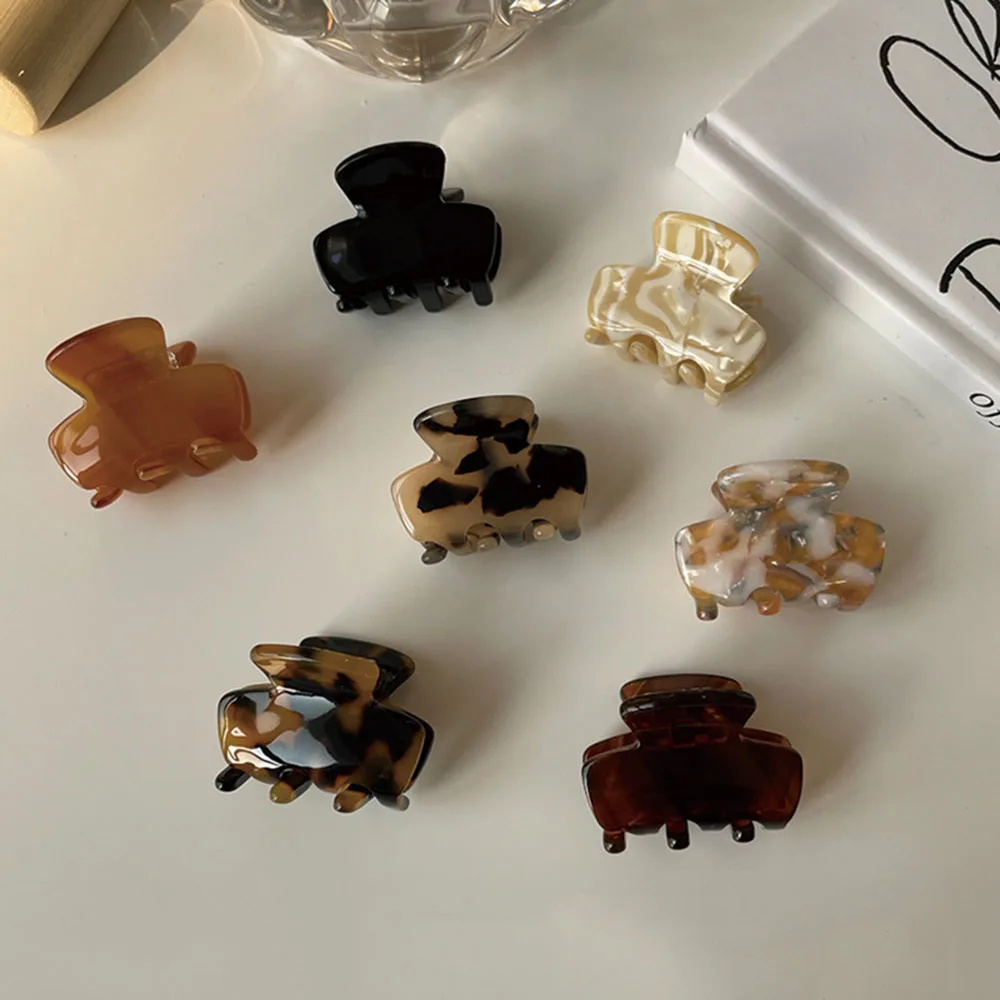 1Pcs Sweet Small Mini Hair Claw Clip For Women Tortoiseshell Mutiple Barrette Acrylic Geometric Hairpin Acetate Hair Accessories