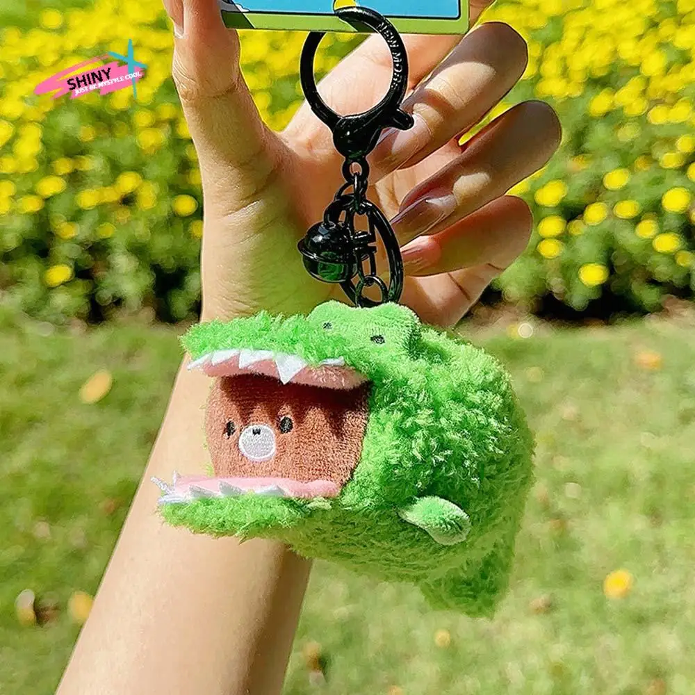 

Pink Soft Beep Crocodile Pendants Chick Funny Plush Animal Key Ring Furry PP Cotton Cartoon Bear Doll Car Key Accessories