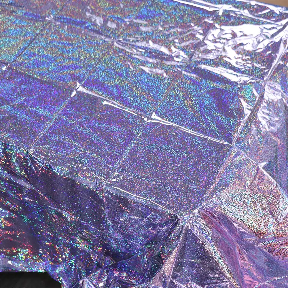 2Pcs Thickened Disposable Laser Tablecloth Iridescent Effect Shiny Birthday Tablecloth Sparkling Rainbow Aluminum Film