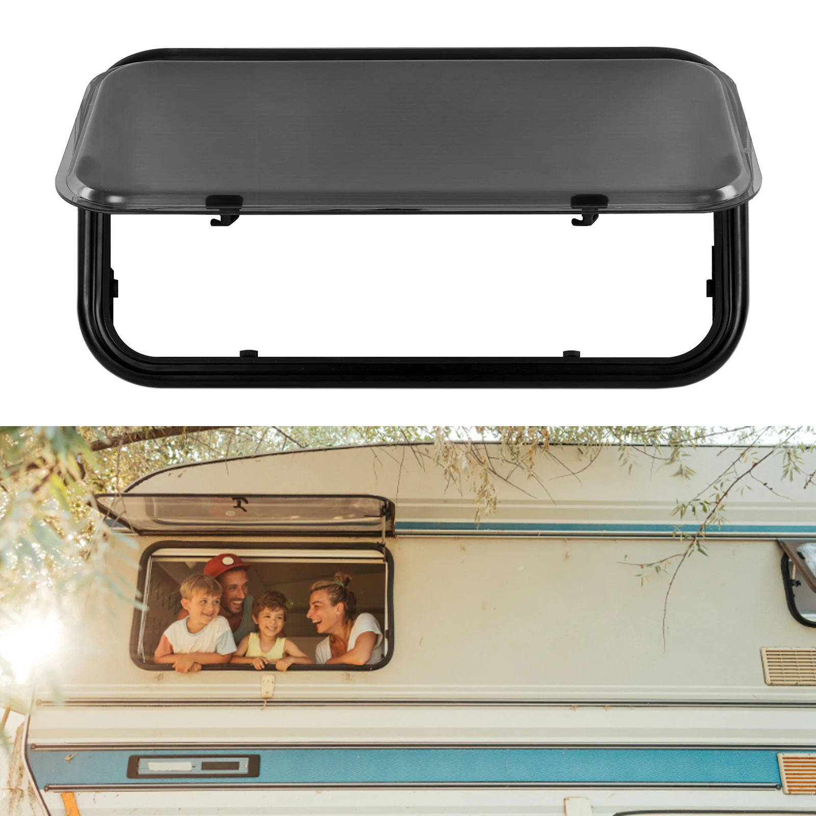 외부 출구 창 75 °   개방 각도 지원 막대 곤충 그물 캠핑카용 이중층 아크릴 유리 RV 푸시 아웃 창