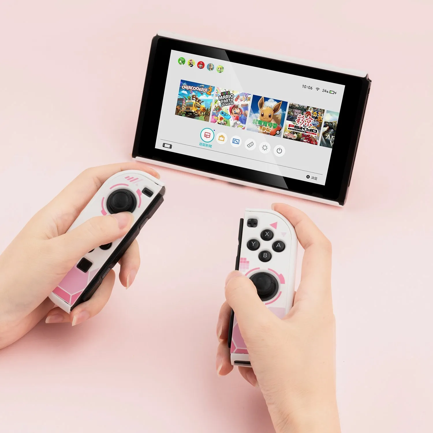 GeekShare Nintendo Switch Ốp Lưng Kawaii Hồng Bé Gái Chiến Binh Mecha Cứng Full Bao Vỏ Joy-Con Dành Cho Máy Nintendo Switch phụ Kiện