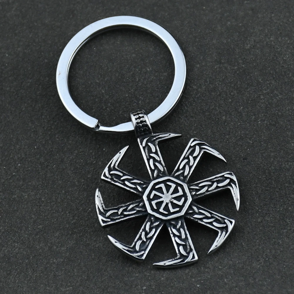Viking Kolovrat Knot Keychain Nordic Talisman Runes Pendant Slavic Scandinavian Jewelry Men Punk Amulet Gift Dropshipping