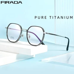 FIRADA Fashion Luxury Glasses Ultra Light Vintage Pure Titanium Eyewear 2023 Prescription Eyeglasses Frame For Men Women BV85003