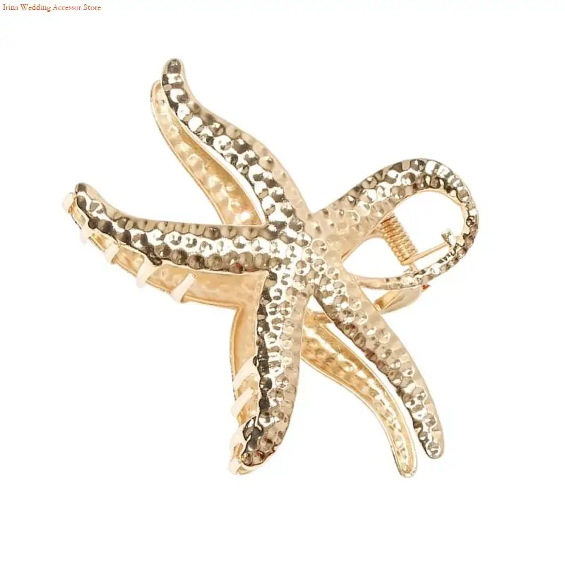 G92D Unique Ocean Star Hair Claw Clip Metal Clasp For Hair Bun Updos Secure Gold Silver