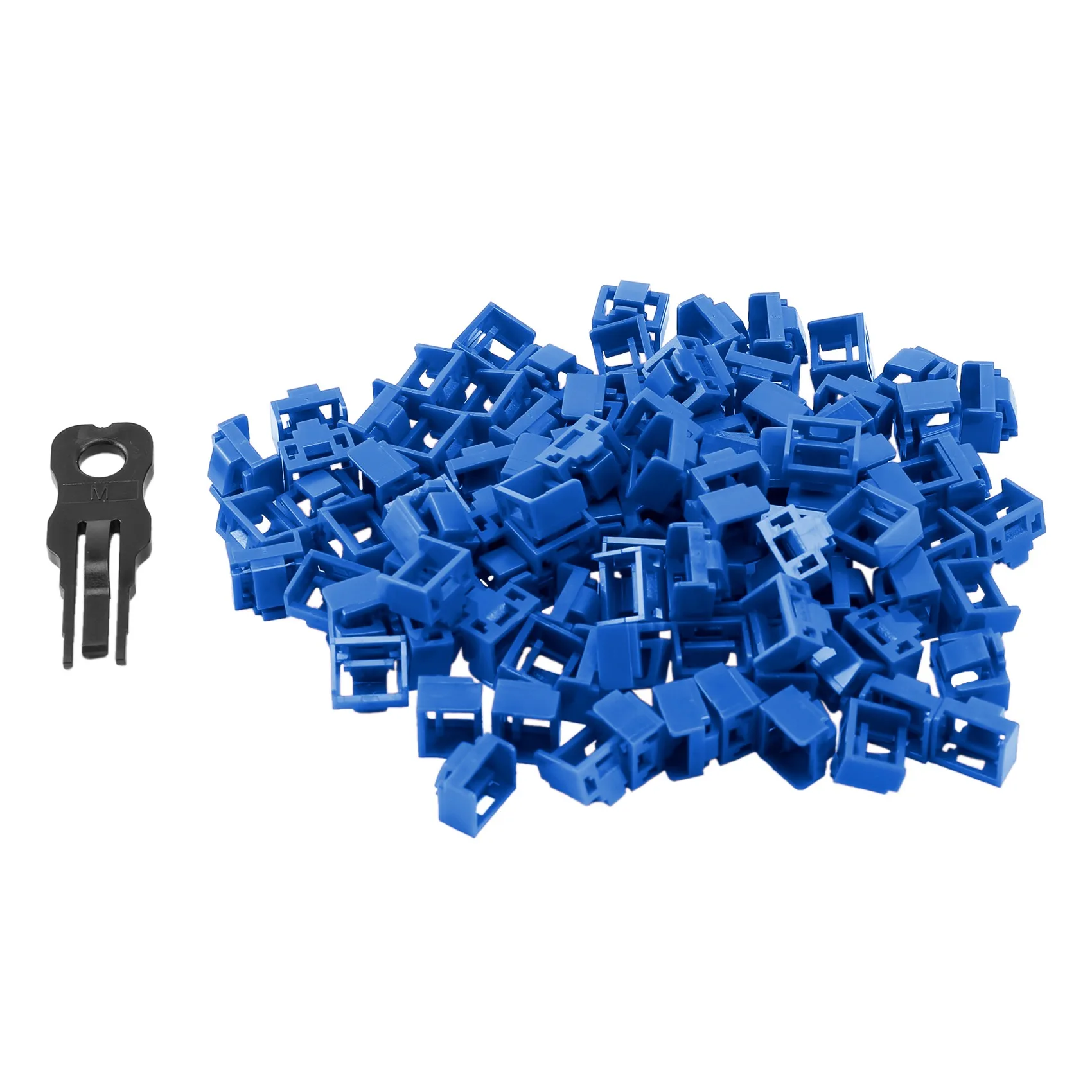 100Pcs Blue RJ45 Port Ethernet LAN Hub Anti Dust Cover Plug Cap Blockout Protector with Proprietary Lock and Key