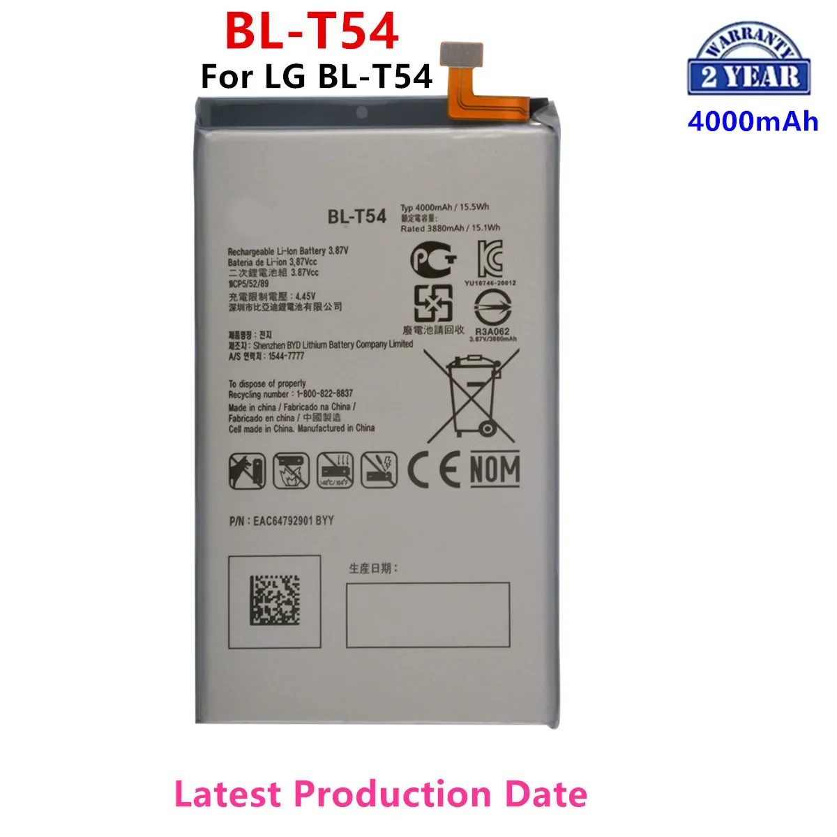 

Original BL-T54 4000mAh Replacement Battery For LG BL-T54 BL T54 Mobile phone Batteries