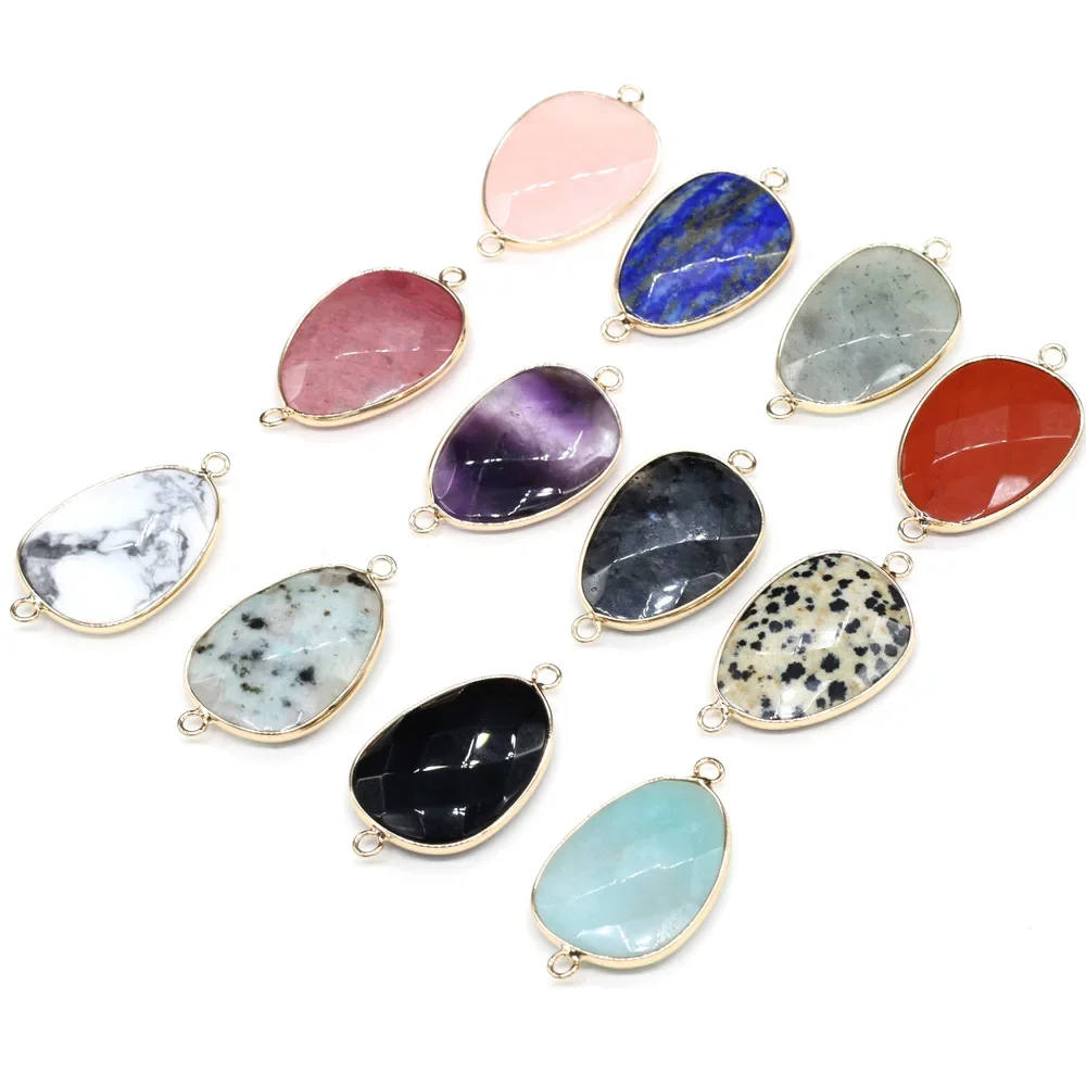 Natural Stone irregular shape Pendant Charms Double hole connector for Jewelry Making DIY Necklaces Bracelets Accessories