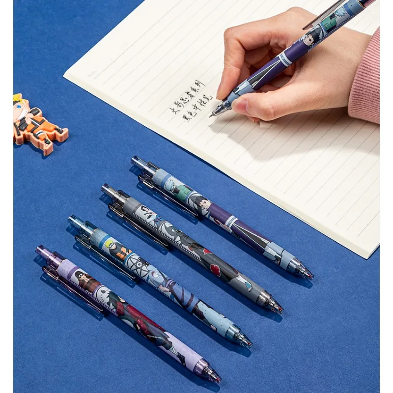 4Pcs Naruto Gel Pens for School Supplies Child Study Stationery Writing Ballpoint Pen Random Motifs Sasuke Anime Pens 0.5mm