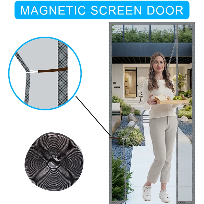 

Newest Magnetic Screen Door - Self-sealing, heavy-duty, hands-free mesh partition to keep bugs out - Pet friendly,Let Breez in