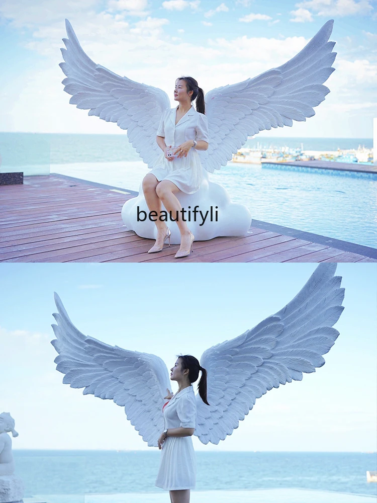 Punch-in Photo Angel Wings Shopping Mall Scenic Area Playground Decoration Outdoor Decoration Wings GRP Sculpture