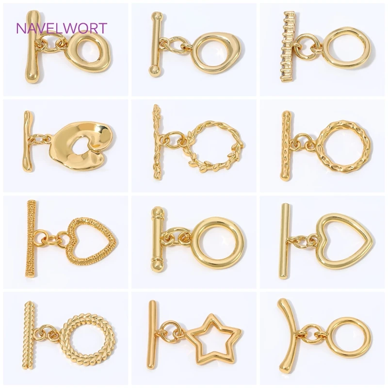 18K Gold Plated Hammer Texture Toggle Clasps Connector,Brass Round OT Clasps For Jewelry Making,DIY Bracelet Making Findings image 6