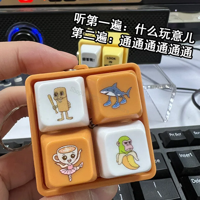 

Italian Brainrot Button Funny Decompression Keychains Tung Tung Sahur Ballerina Cappuccino Tralalero Tralala Keyrings Pendants