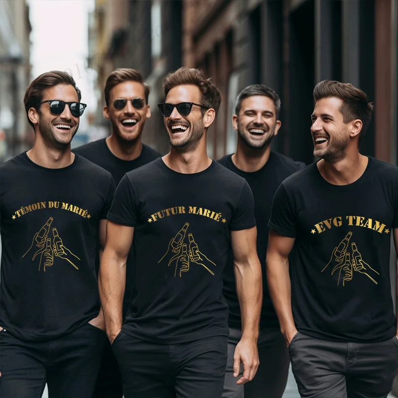 

Evg Team Future Жених Шафер Отряд Футболка Пиво Свадебная Вечеринка Футболки Французские Мужские Одиночные Прощальные Холостящие Партии Одежда