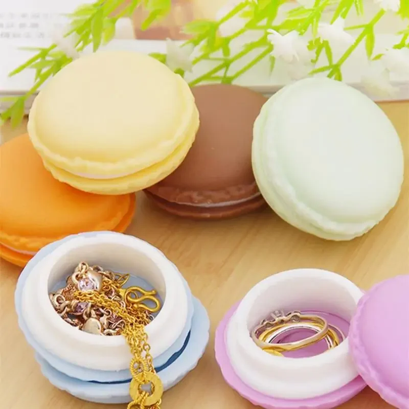 Mini Candy Color Macaron Jewelry Box for Necklace Earring Rings Package Organizer Gifts for Girls Jewelry Storage Case