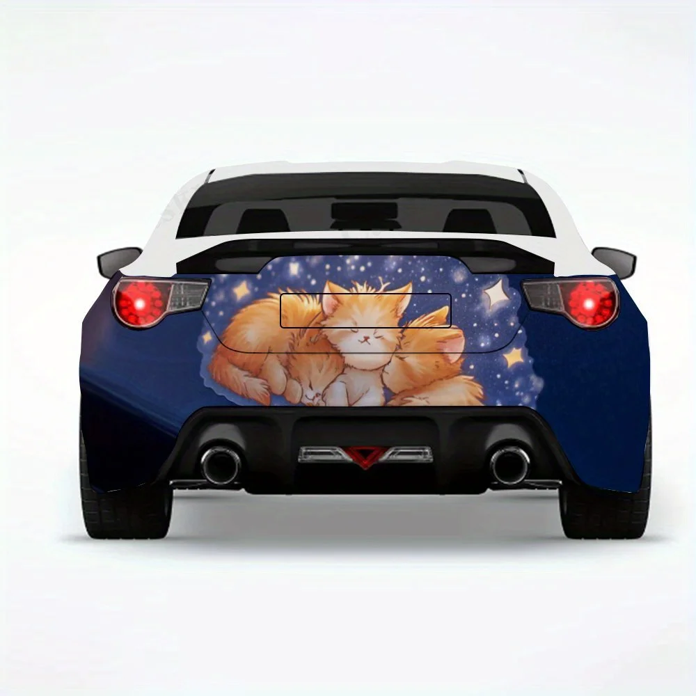 

Три котята под звездным небом - виниловая наклейка на заднюю часть автомобиля, водонепроницаемые самоклеящиеся виниловые наклейки для хвоста и бампера автомобиля,