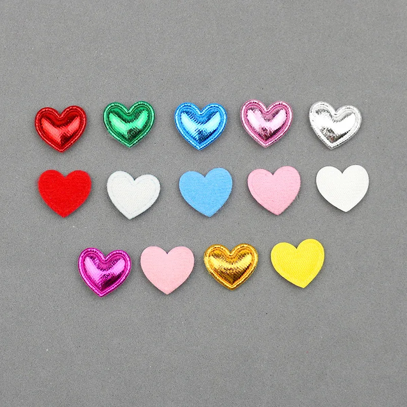 100Pcs 1.7*1.6CM Mini Heart Pu Padded Patches Appliques For Clothes Hats Hairpin Ornament Accessories DIY Craft Embarrassment