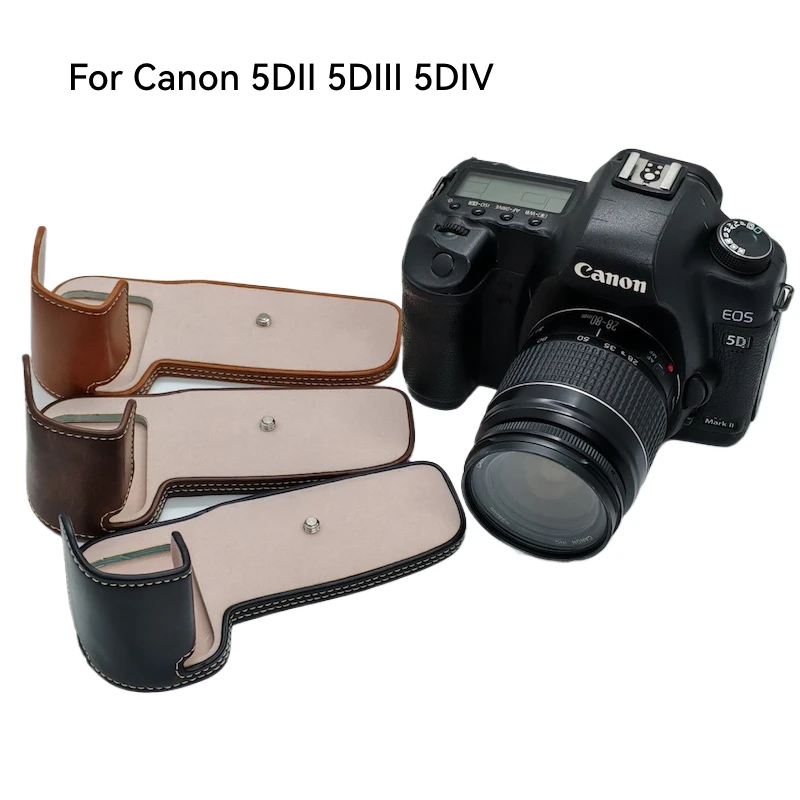 5DII PU Leather Case Half Body Cover Base For Canon EOS 5D Mark III IV 5D2 5D3 5D4 Bottom Shell Camera Bag