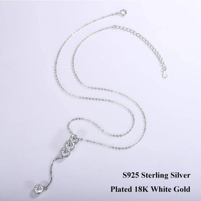 NASIARound Bubble 3mm/5mm D Color Moissanite Pendant Necklace for Women GRA S925 Silver GRA 4-Stone Tassel Neck Chain 2026