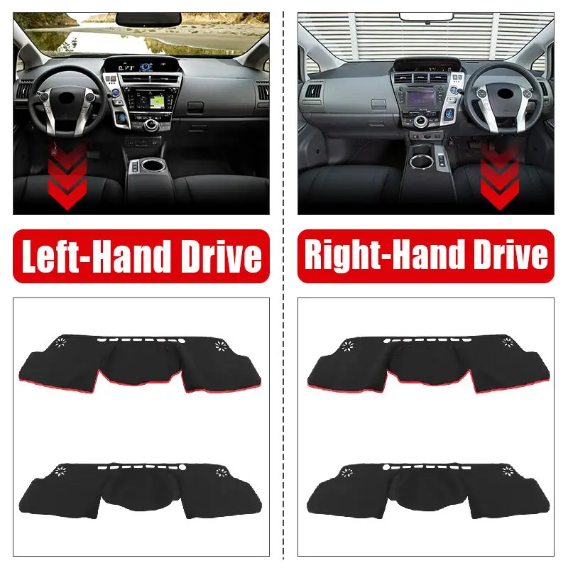 Car Dashboard Cover Avoid Light Pad Anti-UV Carpets Non-Slip Mat For Toyota Prius V Alpha Daihatsu Mebius 2012-2018 2019 ZVW40