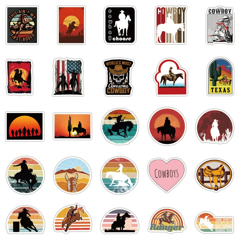 10/30/50pcs Cowboy Stickers Laptop Bicycle Guitar Skateboard Sticker Kid DIY Graffiti Waterproof Stickers Toy