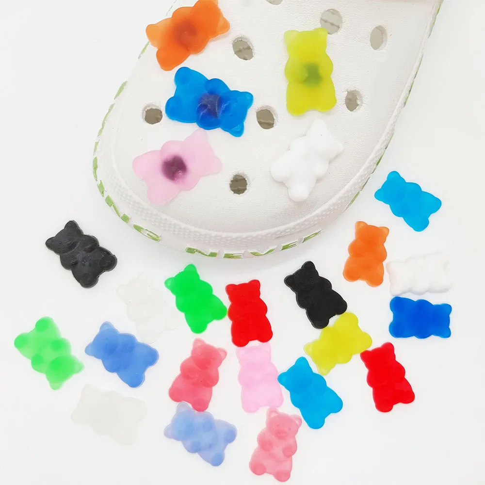 12/24Pcs Colorful Bear Series Shoe Charms For Shoe Key Chain