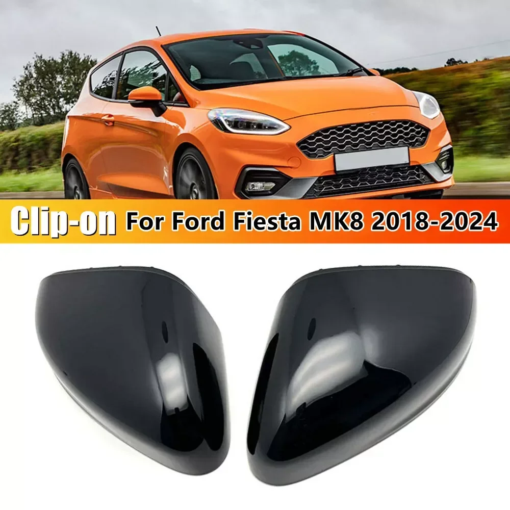 For Ford Fiesta MK8 Puma 2018-2024 Pair Replacement Rearview Side Mirror Covers Rear View Mirror Cover Trim Car Accessories