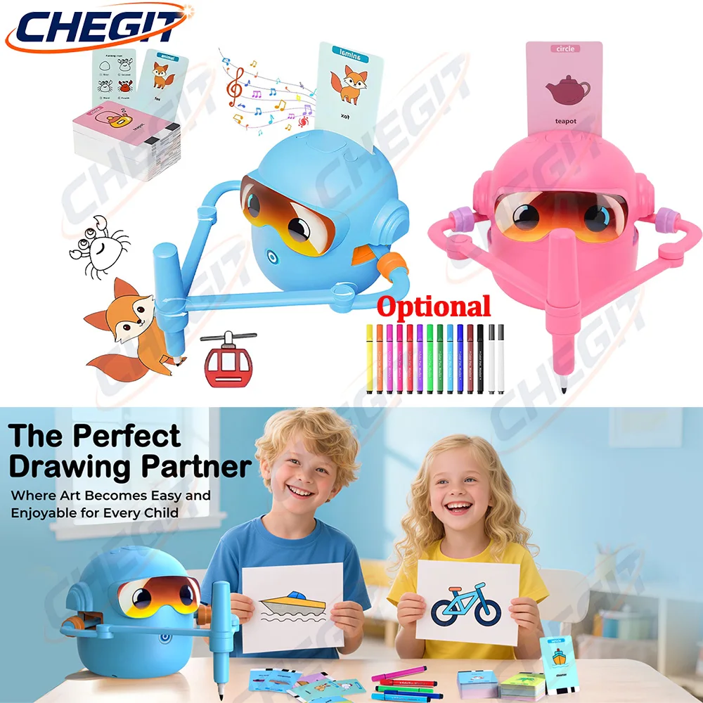 

Интерактивный образовательный робот для рисования, обучающая игрушка для детей с 100 карточками, детские просветительские обучающие умные игрушки для рисования