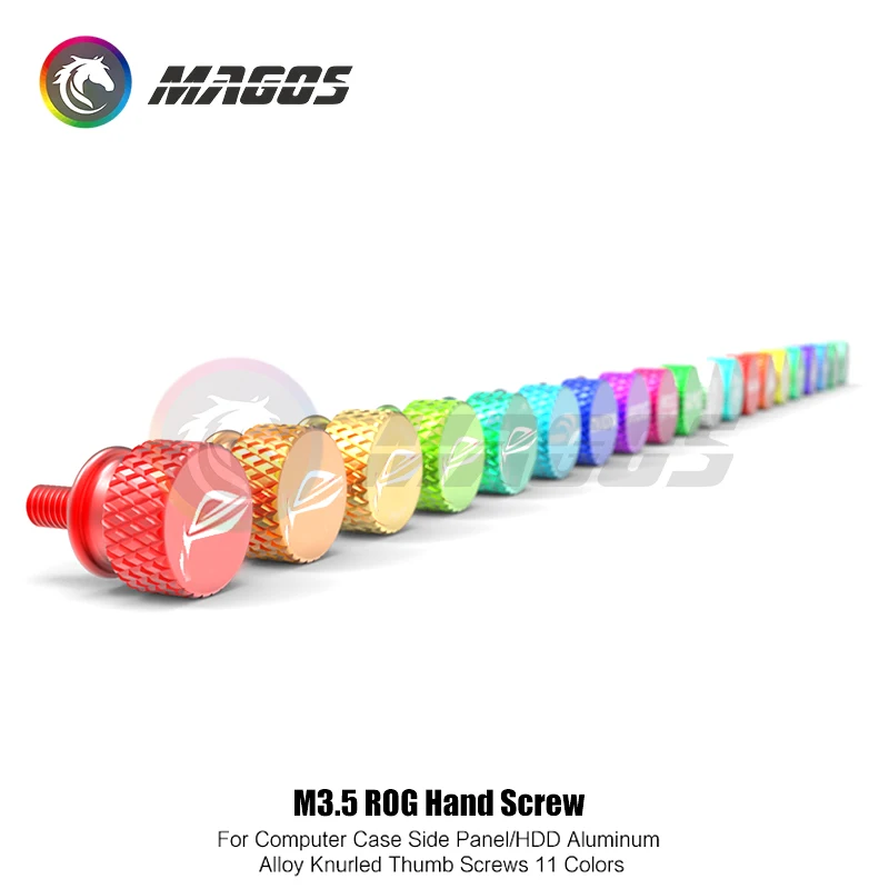 Computer Case M3.5 Screws Hand Twisting Step Thumb Knurled ROG Logo PC Beautify MOD Part 11 Colors,5Pcs