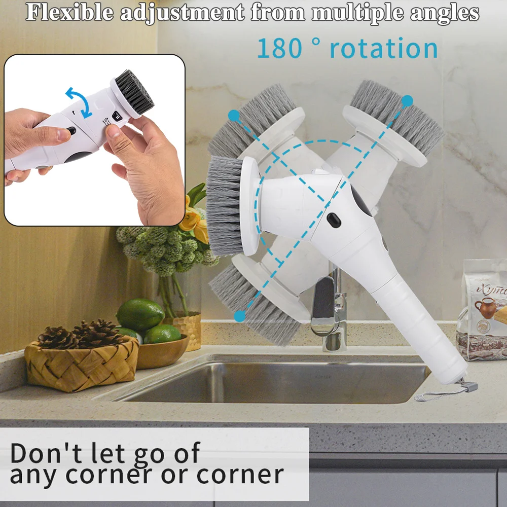 Electric Household Cleaning Brush Power Spin Scrubber 8 In 1 Multifunctional Cleaning Brush For Kitchen Bathroom Cleaning