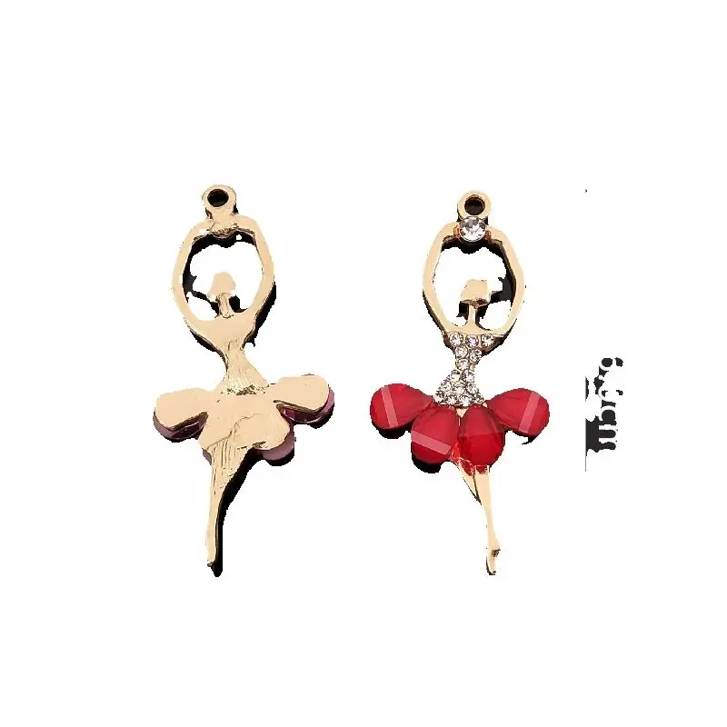 5pcs Crystal ballet dancing girl pendant DIY jewellery accessories fur ball keychain pendant alloy accessories