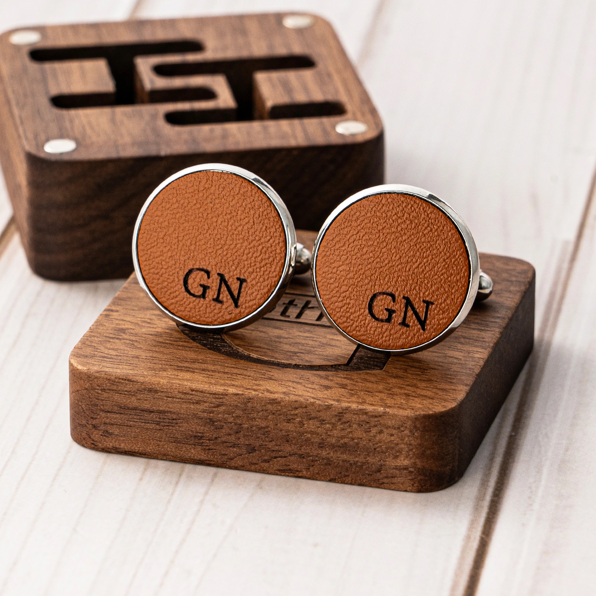 Custom Engraved Leather Cufflinks, Wedding Gift for Him, Bachelor Party Present, Anniversary Birthday Gift for Man,Best Man Gift