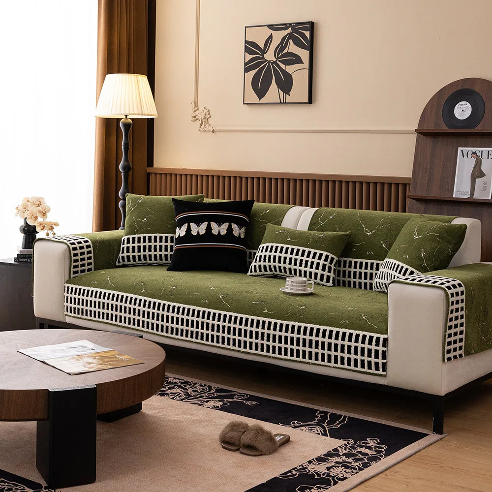 1pcs Chenille Sofa Cover Durable Non Slip Dustproof Chair Pad Prevent Cat Scratching Seat Cushion Home Decor