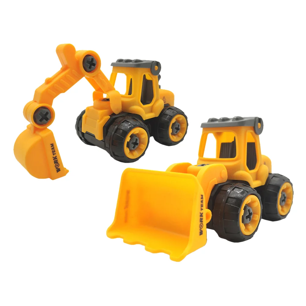 2 Pcs Excavator Ornaments 3 Year Old Birthday Decorations Boy Construction Party Supplies Toy Small Toys