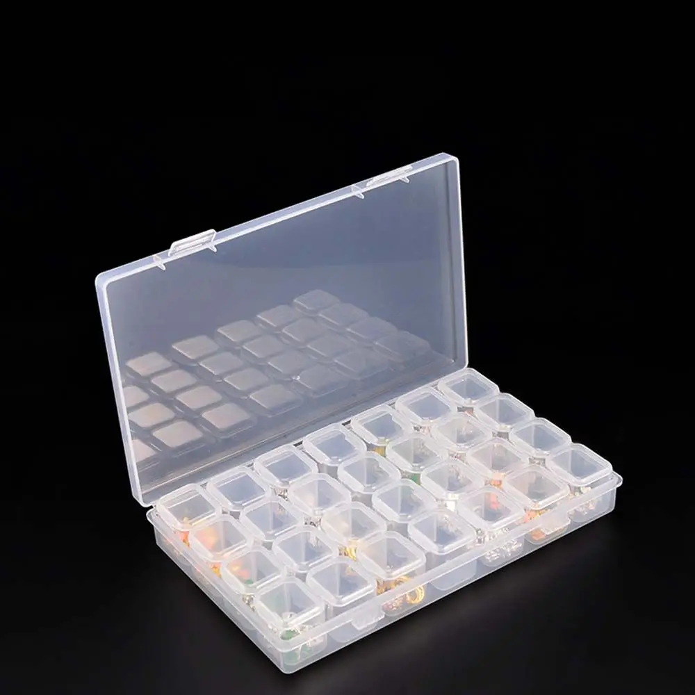 Display Case Compartment Plastic 28 Grid Open the Lid Beads Storage Case Jewelry Packaging Pill Box Transparent Storage Box