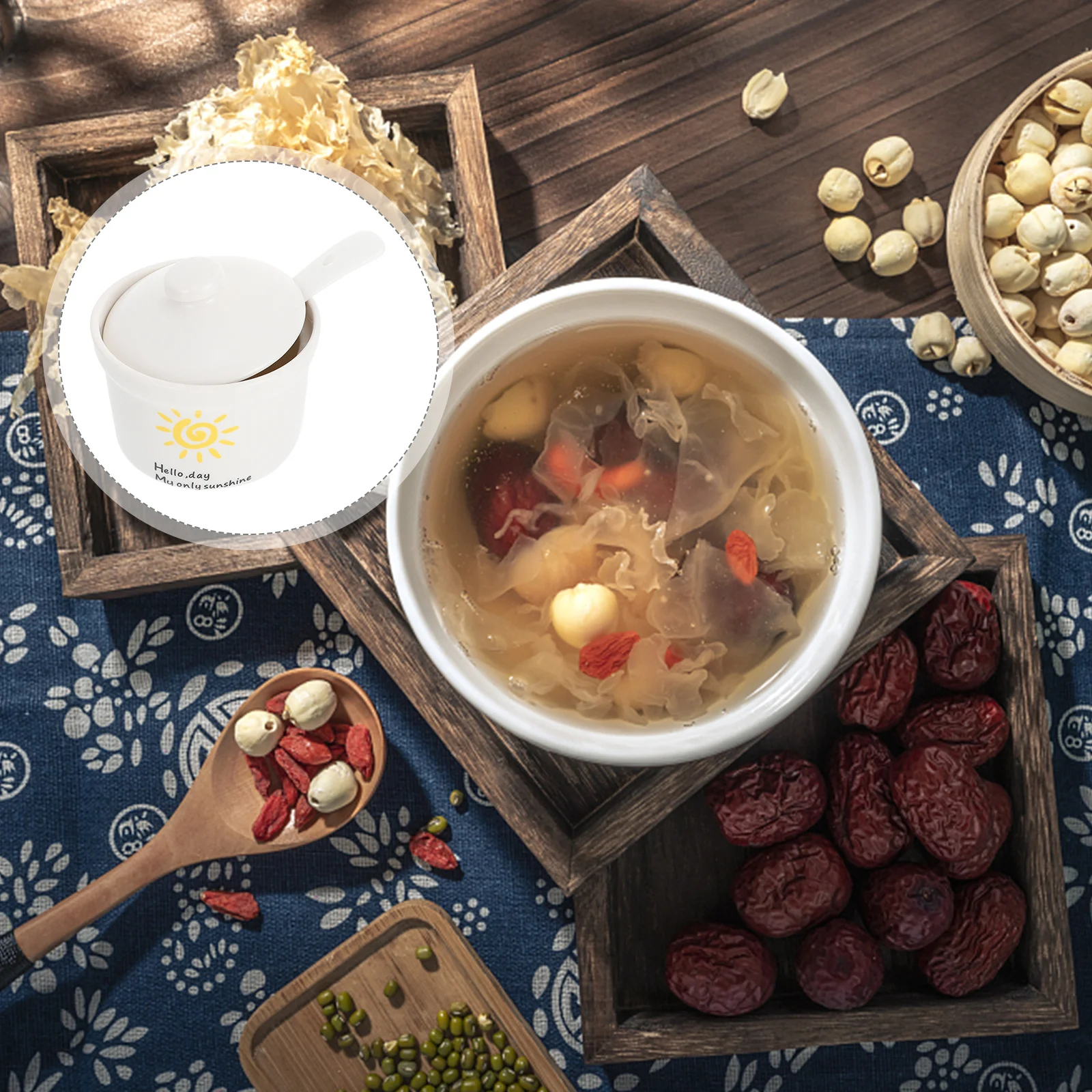 

Exquisite Ceramic Stew Pot with Lid for Ginseng Chicken Soup Dessert and Bird's Nest Fine Workmanship Steaming Bowl Household