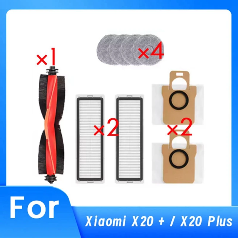 ABDJ-For Xiaomi X20+ X20 Plus Vacuum Cleaner Replacement Parts Brush Filter Dust Bag Mop Cloth And Main Brush Cover Kit