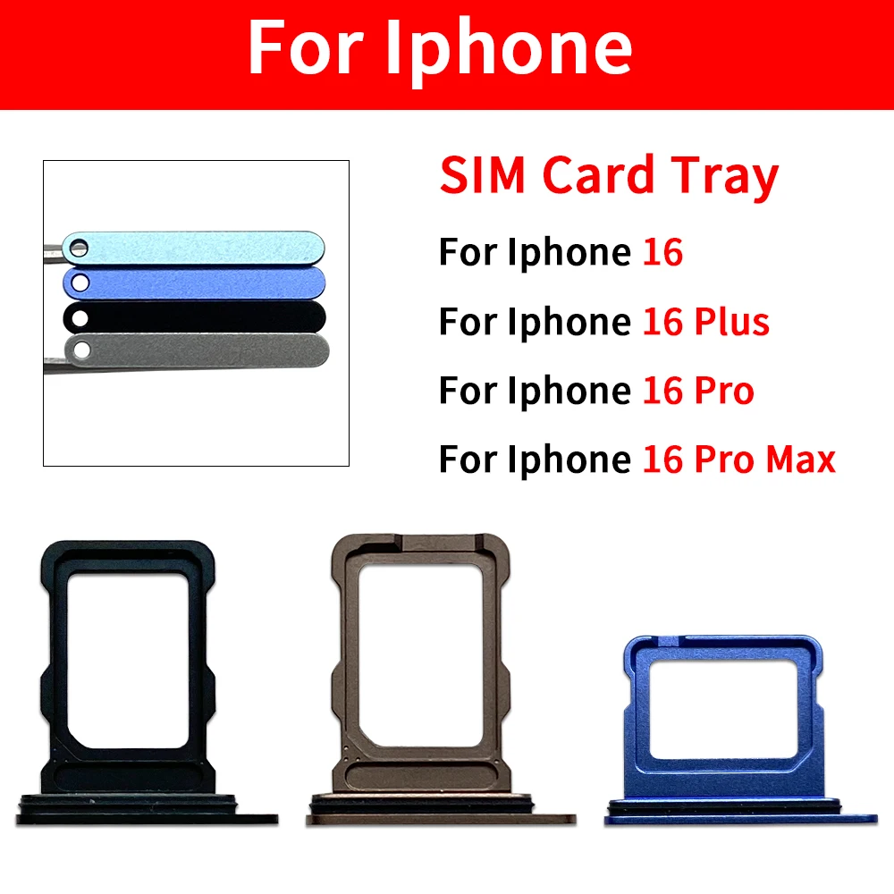 10 Pcs Dual SIM Card Sim Tray Holder Slot For Iphone 16 Plus / For Iphone 16 Pro Max Replacement Parts