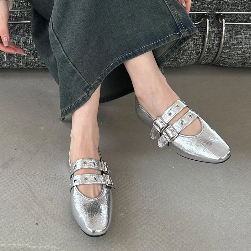 Female Buckle Strap Footwear Ballet Flats Fashion Women Dance Shoes Spring Round Toe Ladies Flats With Lolita Shoes