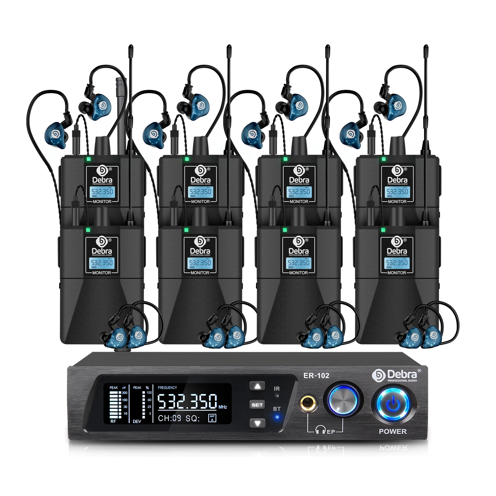 Debra ER-102 UHF IEM in-ear podiummonitor draadloos systeem met meerdere zenders voor kleine podiumoptredens