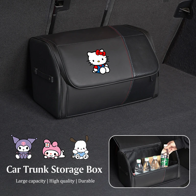 

Sanrio Leather Storage Box Camping Suitcase Kuromi Pochacco Hello Kitty Cinnamoroll Mymelody PomPomPurin Car Trunk Organizer