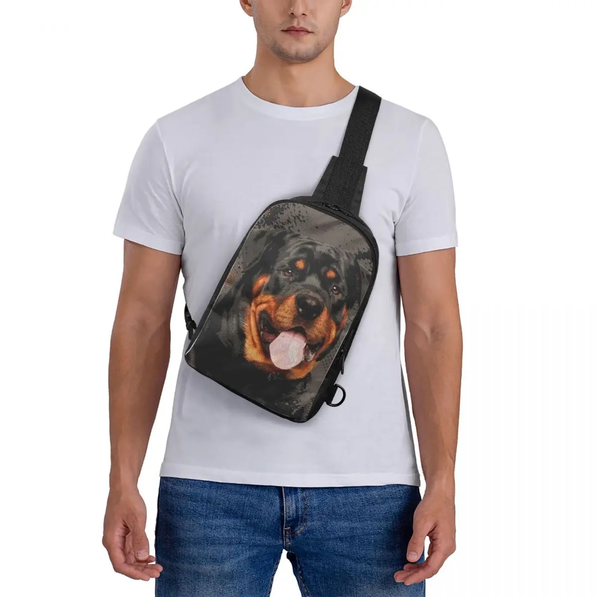 

Rottweiler - Metzgerhund Digital Art Chest Bag Crossbody Backpack Sling Shoulder Bag For Men Travel Hiking Daypack